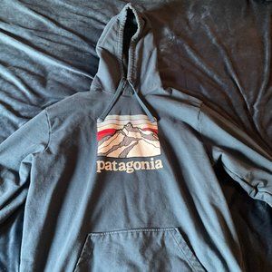 Patagonia Mountain Hoodie Regular Fit Navy Blue Pullover Sweatshirt Hoodie XXL